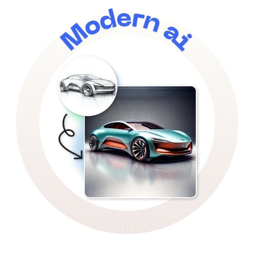 Example of a hand-drawn sketch transformed into a polished AI-generated image